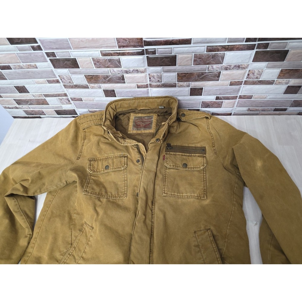 Levi's Men's Size  L Canvas Quilted Lined Trucker Jacket Coat  Khaki Workwear